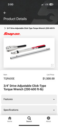 Snap-on 3/4” torque wrench 