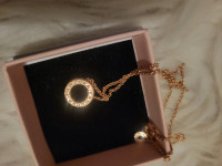 Pandora Logo Pave Circle Collier Necklace- Rose Gold