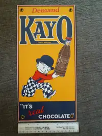 Demand Kayo "It's Real Chocolate" porcelain 12 x 6 inch sign