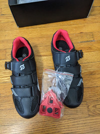 PELOTON Size 38 Cycling Shoes Black Red White *NEW*