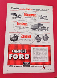 AFFICHE 1952 CAMIONS LOURD FORD ORIGINAL FRENCH HEAVY TRUCKS AD