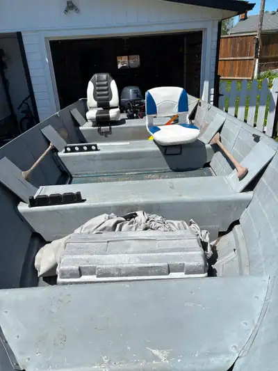 1995 15.5 Sylvan boat and trailer with 2022 25hp Yamaha four stroke, manual start, pull cord, 72” wi...
