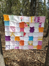 Shabby Chic Vintage Chenille Patchwork Quilt OOAK Baby Gift