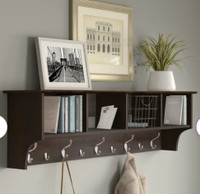 Wall Mounted Coat Rack with Cubbie Shelves
