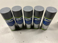 5 dark gray spray paint cans