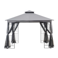 10 x 10-ft Black and Grey Soft-Top Gazebo with netting