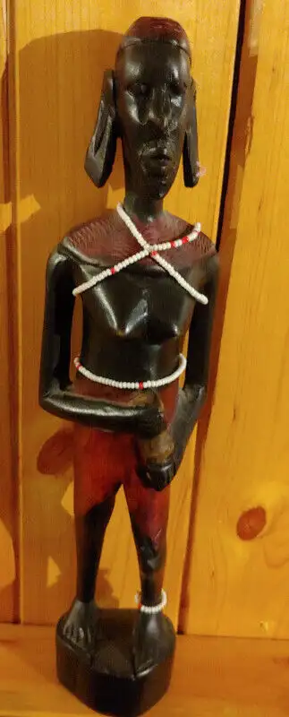 Antique wooden African lady, View more
