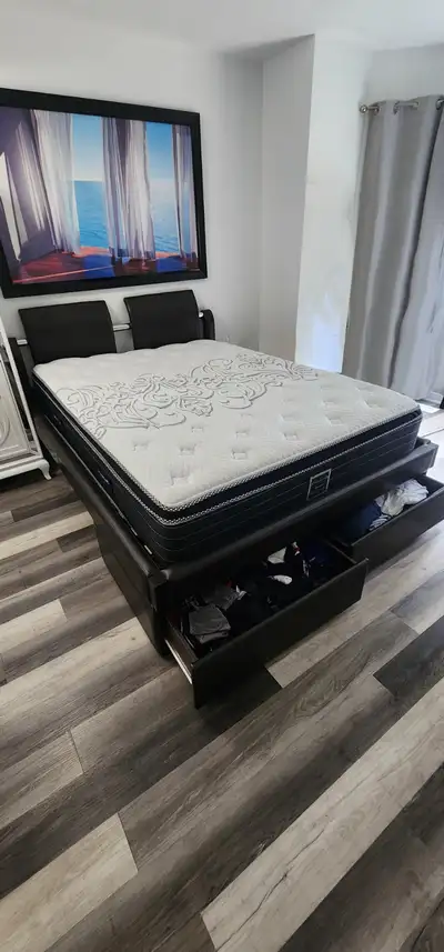 Queen Bed frame with Mattress, View more