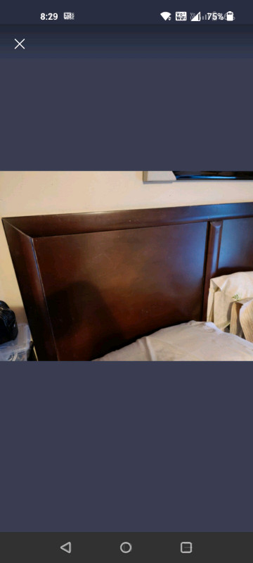  Dark Wood Bed frame - King/Queen in Beds & Mattresses in Oakville / Halton Region