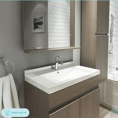 New 30" x 16" White polymarble vanity top with rectangular sink, View more