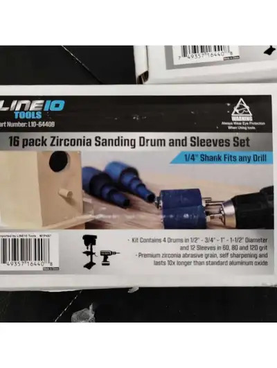 Line 10 Tools -16 Pack Blue Zirconia Sanding Drums and Sleeves, View more