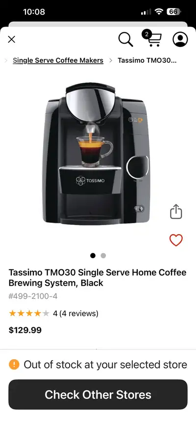 Brew your perfect cup with this Tassimo TMO30 single-serve coffee maker! This machine is sleek, comp...