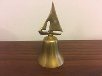 Antique vintage classic solid BRASS SAIL BOAT on a Brass Bell