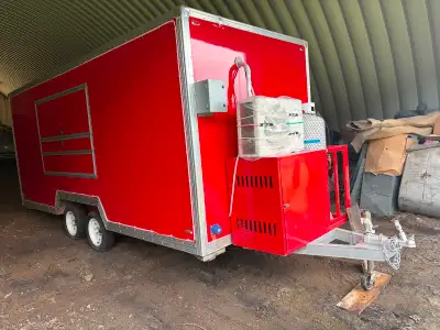 2024, 16 foot food trailer ready to make money, fully equipped with fridges freezer 3 compartment si...