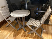 Ensemble Patio Scancom 2 chaises pliantes  + Table ronde teck