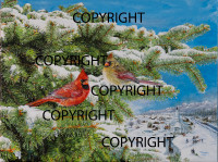 Stunning Cardinal Pair in Pine Print Bring Nature's Beauty Home