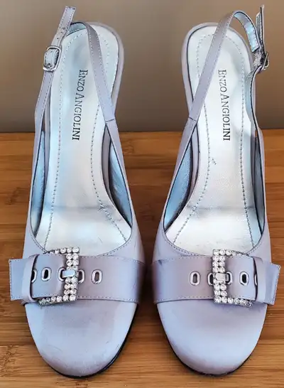 "ENZO ANGIOLINI" SILVER SATIN HEELS, View more