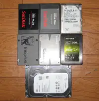 Lot of 5 SSDs Solid State Drives (1224GB Total), 2 HDDs