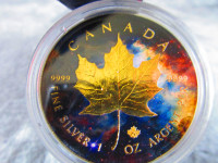 2017 NEBULA GALAXY Colorized & Gold Maple 1oz Silver Coin