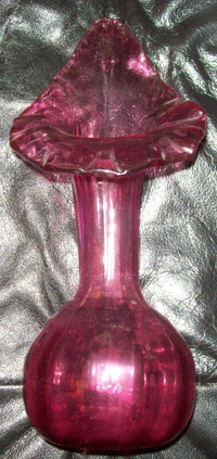 Cranberry Glass Hand Blown Jack In The Pulpit Vase