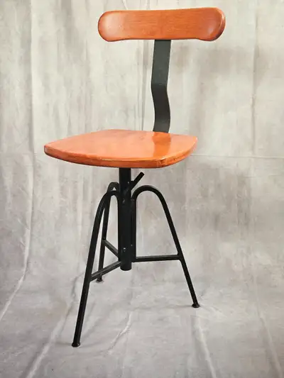 Industrial Style Task Chair - Steel and Wood Construction, View more