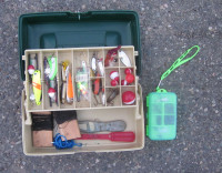 2 Fishing Tackle Boxes Loaded Lures Spoons / Filet Knife Set