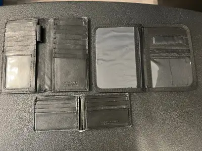 (2) Black “Men’s Genuine Leather Wallets + “New” Passport Holder, View more
