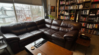 Brown Leather Sectional 