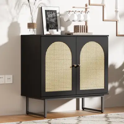Sideboard Buffet Cabinet with Rattan Doors, View more