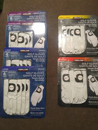 These Kirkland Golf Gloves are new, in opened packs (resealed). Check the list below for available s...
