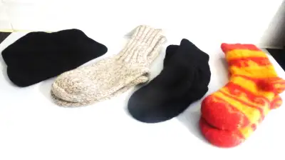 Lot of WOOL SOCKS & HAT Black Wool Hat Warm Socks Winte, View more