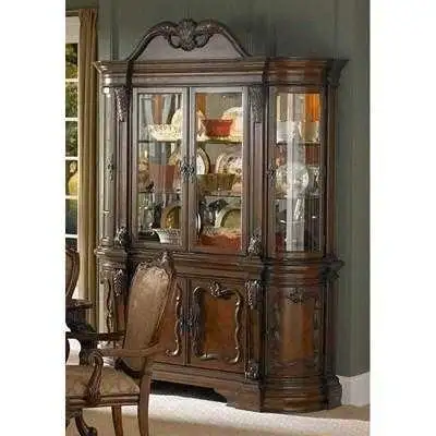 TRADITIONAL SOLID WOOD DINING ROOM SET 8 PERSON + CABINET / HUT, View more