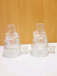  Crystal  CandleStick Holders  Pair 5.5" Tall Inches 