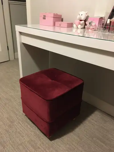 Red velvet ottoman, View more