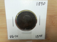 1890 Canada one cent VG-10 coin!!!