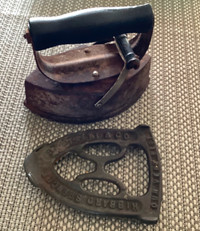 Antique Vintage Iron and Holder