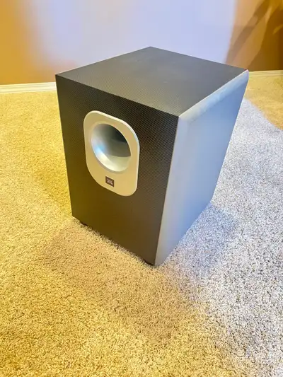 Excellent JBL subwoofer. Cant fit in our room anymore, adds a lot to any sound system. 250W. $100 Fi...