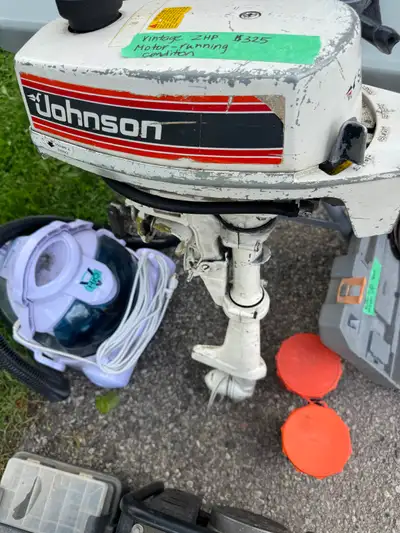 This vintage Johnson 2HP outboard motor is in good, running condition and ready for your next time o...