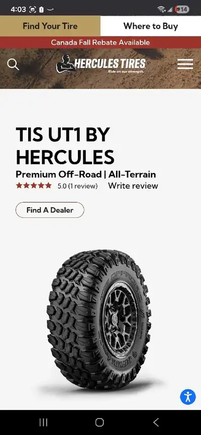 Brand new only used for a couple months Hercules all terrain 30x10x14 $700 902 237 9245