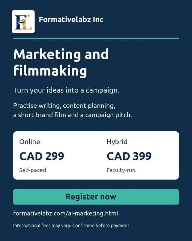 AI Marketing and Filmmaking Online Course, Edmonton, CAD 299