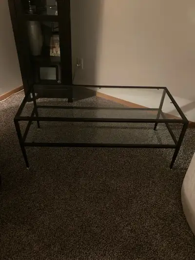 Glass coffee table 43”x19” very good condition… BF,NS,