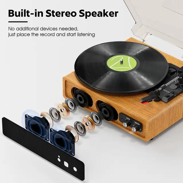 FYDEE Bluetooth Turntable with Built-in Speakers, 3-Speed Vinyl in General Electronics in Mississauga / Peel Region - Image 6