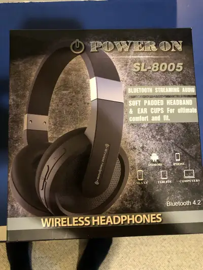 Headphones - PowerOn Sk-8005 blue tooth streaming headphones, View more