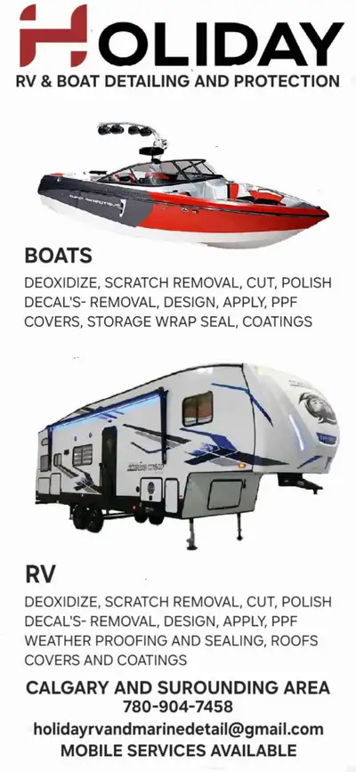 Boat detailing, scratch removal, cut, wax, polish 7809047458