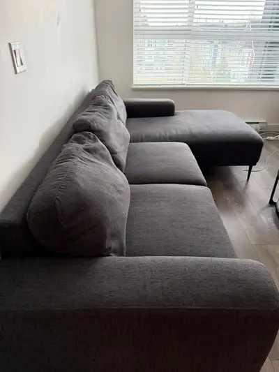 Grey sectional couch- right facing, View more
