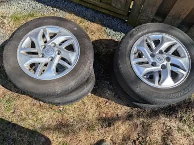 Full set of Hankook Kinergy GT 185/45R15 with alloy rims, plus spare from 2024 Hyundai Venue. Used 1...