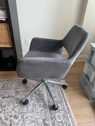 Grey Velvet Swivel Office Chair, View more