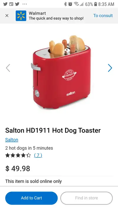 Salton Hot Dog Toaster, View more