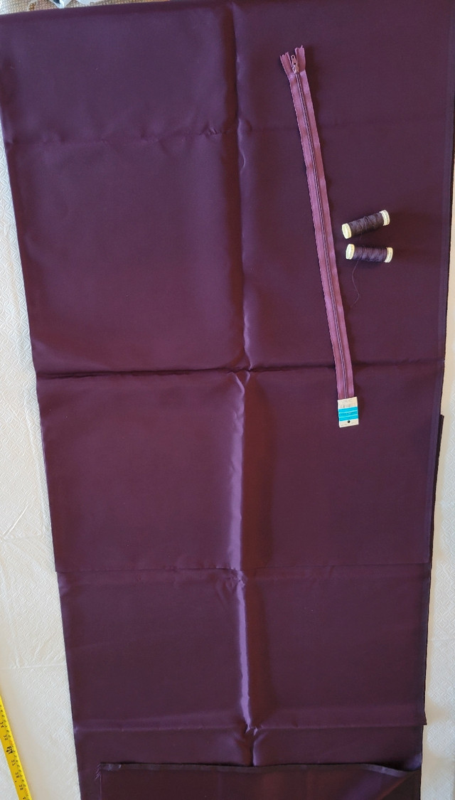 Purple Satin Material, 18" Zipper,  2 Guttenberg thread in Hobbies & Crafts in Bedford