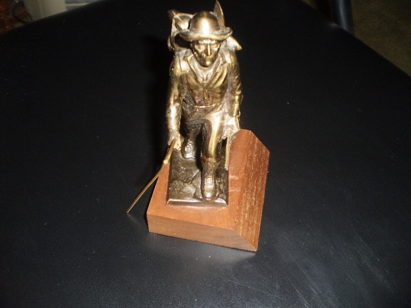Bronze miner/ prospector statue with tools Arts & Collectibles